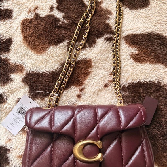Coach Handbags - Coach Tabby 20, Black Currant, Quilted Leather Shoulder Bag with Gold Chain